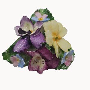 Vtg Coalport Bone China Pastel Floral Brooch Pin FLAW Garden Cottage Collectible